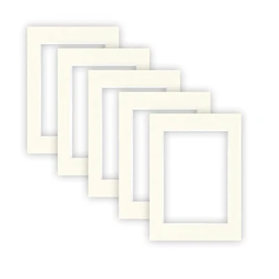 Imagen de nielsen Conservation Passepartout 1,5 mm, juego de 5, tamaño exterior 13x18 cm para cuadros 9x13 cm, blanco crema con estructura