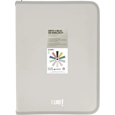 Imagen de Grafoplas Carpeta Anillas a4 con Cremalleras A4+, Arena, 4 25mm, Incluye Compresor Plástico, Colección Papeleria Like, Material Polipropileno, Perfecto Escolar
