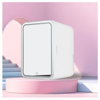 Imagen de ZCCMWLVSHUO Mini Nevera Electrica, con Espejo Led, Capacidad 8L Coche, RefrigeracióN Y CalefaccióN,12v/ 220v Beauty Fridge, para La Oficina O sobre Marcha,White