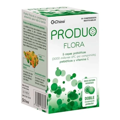 Imagen de Produo Flora Probiótico Intestinal, Doble Recubrimiento Protector, Ayuda a la Regeneración de 30 Comprimidos Masticables