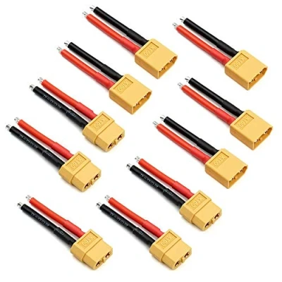 Imagen de 5 pares de conectores XT60 hembra y macho con cable silicona 14 AWG para batería RC Lipo, dron, coche, barco