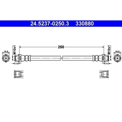 Imagen de ATE 24.5237 0250.3 Latiguillos de Freno 250 VOLKSWAGEN: Transporter 5, 5 Bus, 6 norauto, oscaro, mister auto