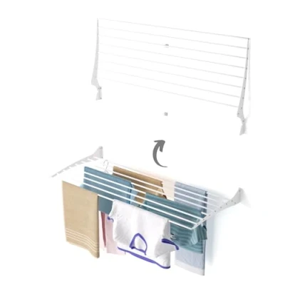 Imagen de Foxydry Fold, tendedero de Pared Plegable, Ropa Retráctil Compacto para Interiores y Exteriores 116x57x50 cm (116 cm, White (Blanco))