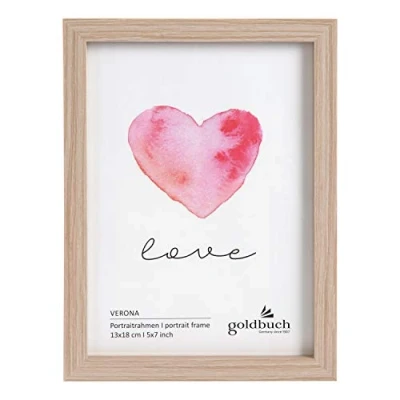 Imagen de goldbuch Verona Madera MDF, 1 Imagen/Foto de 13 x 18 cm, Colocar pie, Fotos con Soporte Pared para Colgar, Marco Aprox. 14,5 19,5 1,5 Natural, Beige, Fotoformat: 13x18 cm