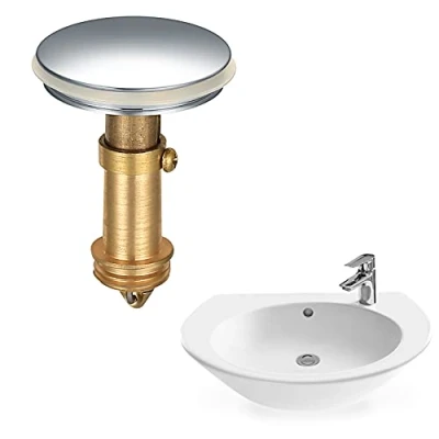 Imagen de tapones de fregadero emergentes, drenaje para baño, tapón desagüe 38 mm, con resorte baño y cromado latón macizo
