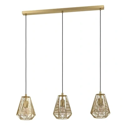 Imagen de Eglo lámpara de suspensión Stype, 3 luces, iluminación metal en latón cepillado, luz salón colgante, casquillo E27