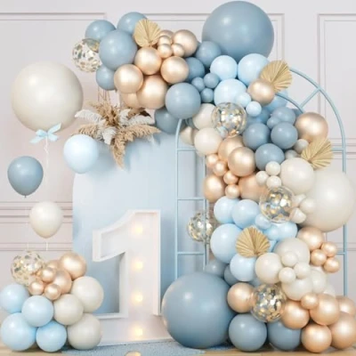 Imagen de Arco para Globos Azules 111pcs Kit De Globos, Azules, Blancos, Metalizados, Cumpleaños Baby Shower,Decoracion Cumpleaños,Comunion,Boda,Decoraciones Fiesta