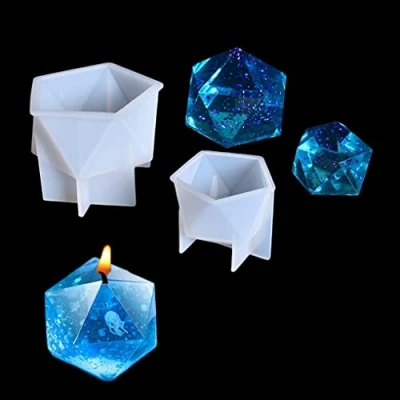 Imagen de FineInno 2 Pcs Moldes Resina Epoxi Manualidades, Molde de Silcone 3D Geométrico, Fundición Poliedro para Hacer Joyas Decoración Hogar
