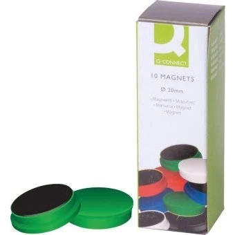 Imagen de imanes para sujecion q connect ideal pizarras magneticas20 mm verde caja de 10