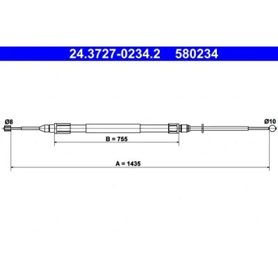 Imagen de ATE 24.3727 0234.2 Cable de Freno Mano 1435 BMW: 1 Hatchback