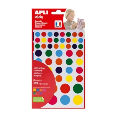Imagen de APLI Kids 12970 Bolsa de gomets multicolor redondo 6 hojas adhesivo removible