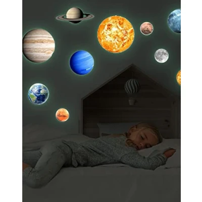 Imagen de Nuvance Glow in the Dark Stars Planetas 10 unidades Pegatinas de pared Habitación Bebé