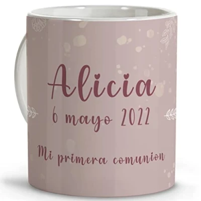 Imagen de LolaPix Taza primera comunion. Regalos comunión personalizados con nombre y texto. personalizada. COMUNIÃ“N ROSA