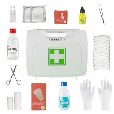 Imagen de FERRETELIX® Botiquin maletin homologado 27 cm x 22 8 primeros auxilios con dotación portatil Fabricado en España