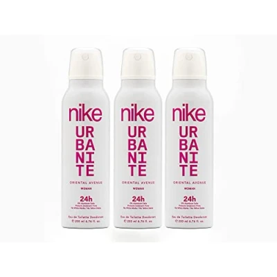 Imagen de NIKE Oriental Avenue, Desodorante Mujer Spray, Pack de 3 x 200 ml, Antimanchas para Todo Tipo Piel, 0% Sales Aluminio, Larga Duración, Fragancia Gourmand