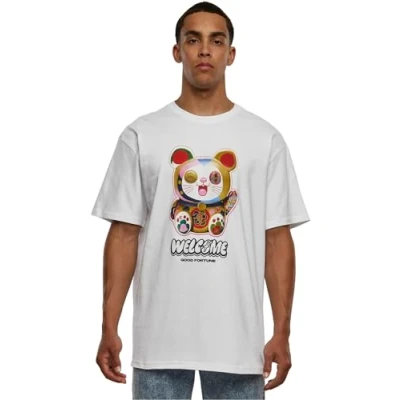 Imagen de Mister tee Welcome Cat Heavy Oversize Camiseta, White, L para Hombre