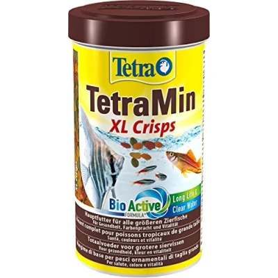 Imagen de TetraMin XL crisps alimento en forma de grandes para todos los peces ornamentales mayor tamaño, mezcla equilibrada sanos y agua clara, lata 500 ml