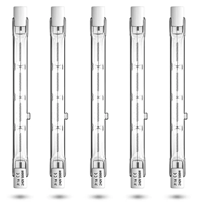 Imagen de Luxvista 500W R7S 118mm Bombilla Halógena Lineal, J118 Dimmable Slim 11000LM Blanco Cálido 2800K para Lámparas de Piso, Luces Techo, 5 Unidades