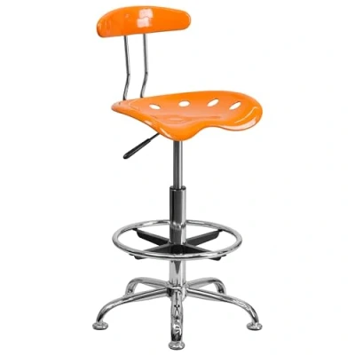 Imagen de Flash Furniture Taburete Bradley, Naranja Vibrante y Cromado, con Asiento de Tractor