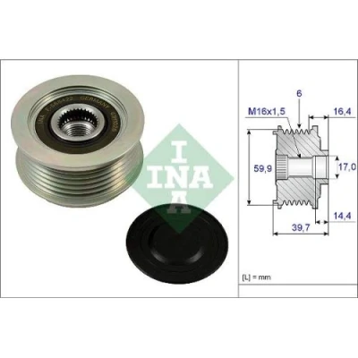Imagen de INA 535 0241 10 Rueda Libre Alternador se requiere herramiente especial para montaje HYUNDAI: i30 I Hatchback, Sonata V, SANTA FE 2