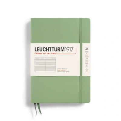 Imagen de LEUCHTTURM1917 361582 Libreta de notas Medium (A5) tapas duras, 251 páginas numeradas, sage, líneas
