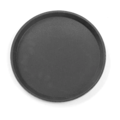 Imagen de HENDI Bandeja de Servicio, Redonda, Recubrimiento Antideslizante, Multiusos, para buffets, Cocina Servir Comida rápida, Bebidas, Fast Food, ⌀410x(H) 20mm, Polipropileno, Negro