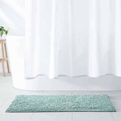 Imagen de Amazon Basics Alfombrilla de baño, Antideslizante, Microfibra, Verde Espuma mar, 53 x 87 cm