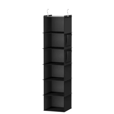 Imagen de YOUDENOVA Organizador de Armario Colgante 6 Niveles y con 2 Bolsillos Laterales, Estantes Almacenamiento Colgantes, Tela para Ropa 30 * 120cm Negro