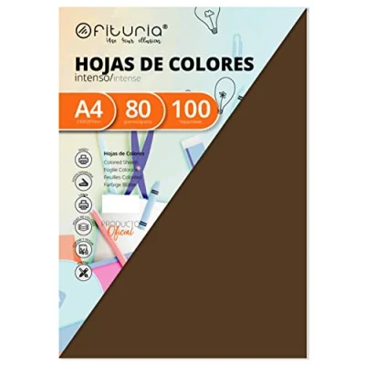 Imagen de Pack 100 Hojas Color Marron Tamaño A4 80g