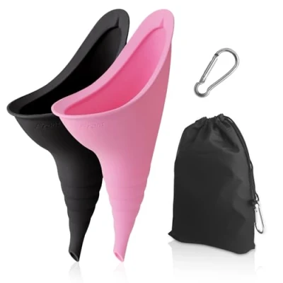 Imagen de Wantli 2 piezas Urinario Femenino, embudo de silicona, Reutilizable Orinal Mujer, Portátil Mear Pie Urinario, para coche, actividades al aire libre, camping, Viajes WC