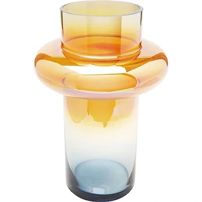 Imagen de Kare jarrón de diseño Phenom Anillo Multi, Naranja/Azul, Decorativo, Recipiente para Flores, Mesa, 30 cm
