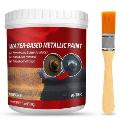 Imagen de RWRAPS Rust Removal Converter Metallic Paint,Water Based Paint Remover with Brush for Stopping and Preventing from Spreading (300g)