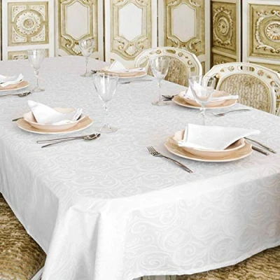 Imagen de BGEUROPE Mantel Antimanchas Blanco Ref. Lyon 150cm x 300cm