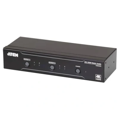 Imagen de Aten VM0202H interruptor KVM Montaje en rack Negro Periférico de entrada (4096 x 2160 Pixeles, HDMI, 15 m, Negro, Metal, 0 40 C)
