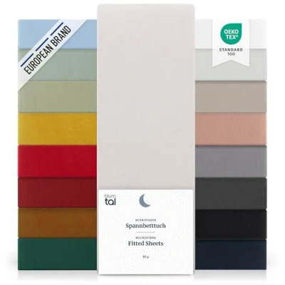Imagen de Blumtal Basics Set de 2 Sábana Bajera Ajustable Microfibra Cepillada para colchón 25 27 cm Altura, Cama 180: 180 x 200 30 cm, Gris Claro Luna