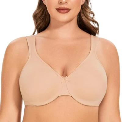 Imagen de MELENECA Sujetador minimizador sin Costuras, con Aros, Cobertura Completa, Talla Grande, para Mujer Beige 85H