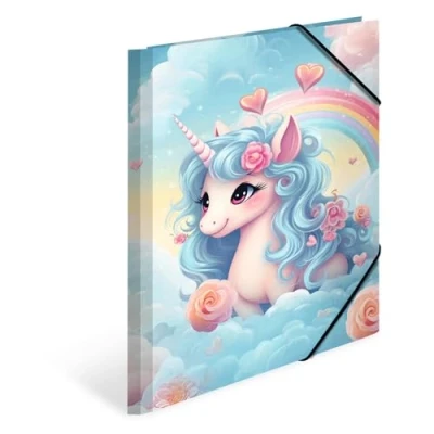 Imagen de HERMA Juego de 3 carpetas A4 Happy Unicornio, unidades, cartón con diseño guardería, goma, solapas interiores e impresión interior para niños, niñas y niños