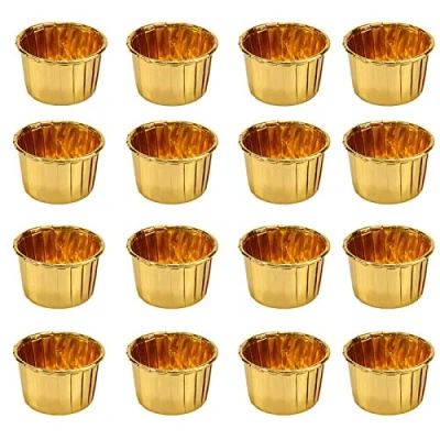Imagen de Moldes para Magdalenas, 50 Unidades de Papel Metálico Hornear, Aluminio Molde Muffin Cases, Cupcakes,Moldes Hornear (Dorados)