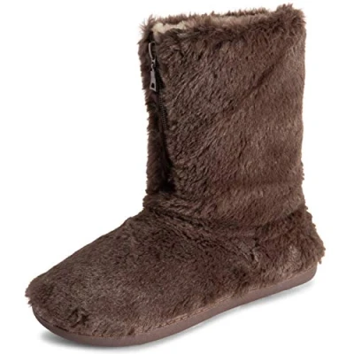 Imagen de Polar Mujer Espuma De Memoria Cremallera Piel Sintética CoveRojo Suela Goma Interior Al Aire Libre Acogedora Lujo Bota Zapatillas Marrón UK6/EU39 YC0723