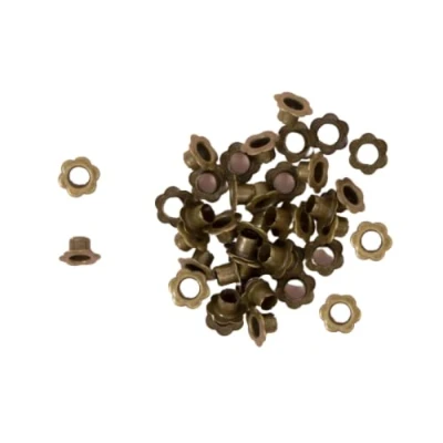 Imagen de Craftelier Pack de 40 Ojales con Forma Flor Ideales para Tarjetería, Scrapbooking y Manualidades Válidos Diversos Materiales Tamaño Aprox. Interior 5 mm Exterior 10 Color Bronce