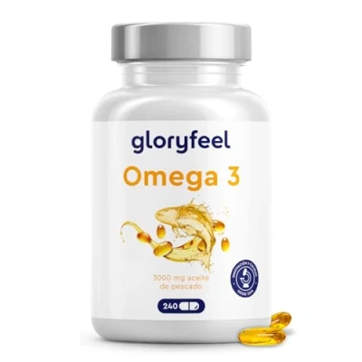 Imagen de Omega 3 cápsulas Alta Dosis 3000mg de Aceite pescado (en forma triglicéridos) 240 con vitamina E (antioxidante) Suplementación ideal EPA &amp; DHA Omega3