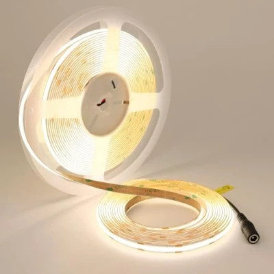 Imagen de TOPAI Tira LED COB Blanco Natural 4000K, Alto Brillo 7000Lm, Luz 24V 10M Adhesivas, CRI&gt;93, 384LED/M Densidad, 8mm Ancho, Flexible Cortable para cocina dormitorio iluminación