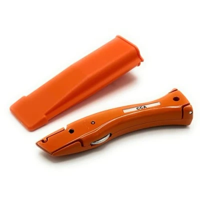 Imagen de TradeUnderlay Orange Dolphin Delphin Cuchillo para moqueta, herramienta económica con funda, sin cuchillas