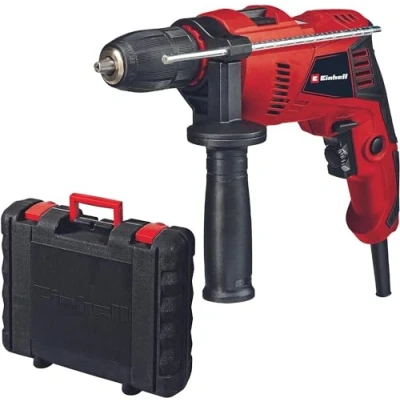 Imagen de Einhell Taladro de impacto con cable TE ID 500 E (240 V, 550 W, selector velocidad, engranaje metálico, tope profundidad perforación ajustable, 5 taladros para piedra, incl. maletín)