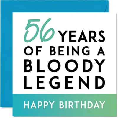 Imagen de Divertida tarjeta de cumpleaños 56 para hombres y mujeres, con texto en inglés &quot;Being A Legend&quot;, cincuenta sexto él, ella, mamá, papá, hermano, hermana, amigo, 145 mm x