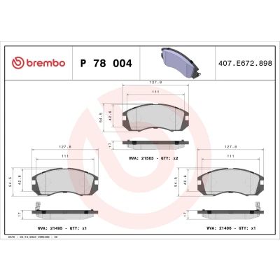Imagen de BREMBO P 78 004 Juego de pastillas freno con avisador acústico desgaste sin accesorios SUBARU: Impreza I Berlina, Coupé