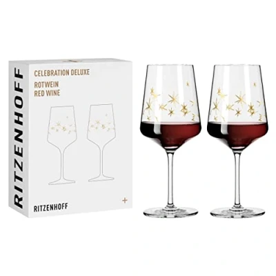 Imagen de Ritzenhoff 6141011 Copa de vino tinto 500 ml Serie Celebration Deluxe Set No. 3, 2 piezas con oro auténtico Made in Germany
