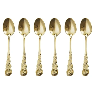 Imagen de GRÄWE® Juego de 6 cucharillas Espresso, diseño Rosas, Color Dorado