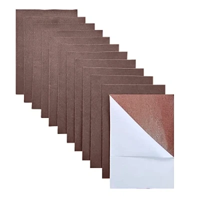 Imagen de Jtnohx Fieltro Adhesivo, 11 Piezas Tela de Autoadhesivo, 20x30cm Hojas con para Manualidades Forro Cajón Joyero DIY (Marrón)