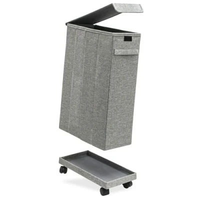 Imagen de DuneDesign 20 cm Estrecho: Cesto Ropa Sucia con Ruedas 20x40x60 Colada Estrecho 50L Mueble Lavadora Tapa y Canasta